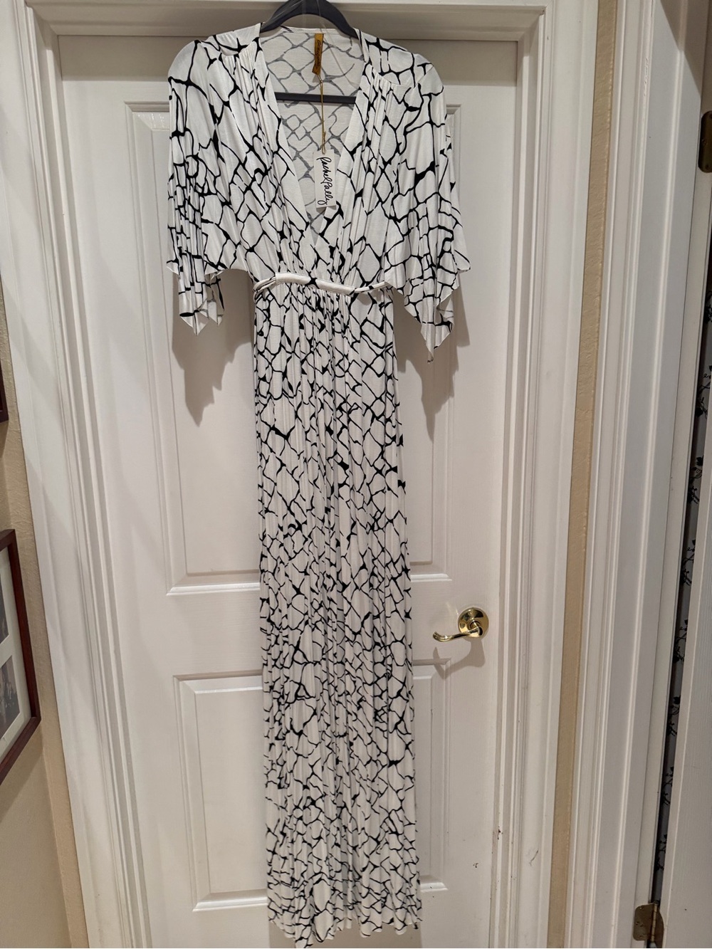 0021. NEW Rachel Pally Black Giraffe Abstract Print Maxi Dress